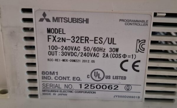 Controlador Lógico Programável (CLP) Mitsubishi FX2N-32ER-ES/UL 32 I/O 100–240V AC 30W - Image 3